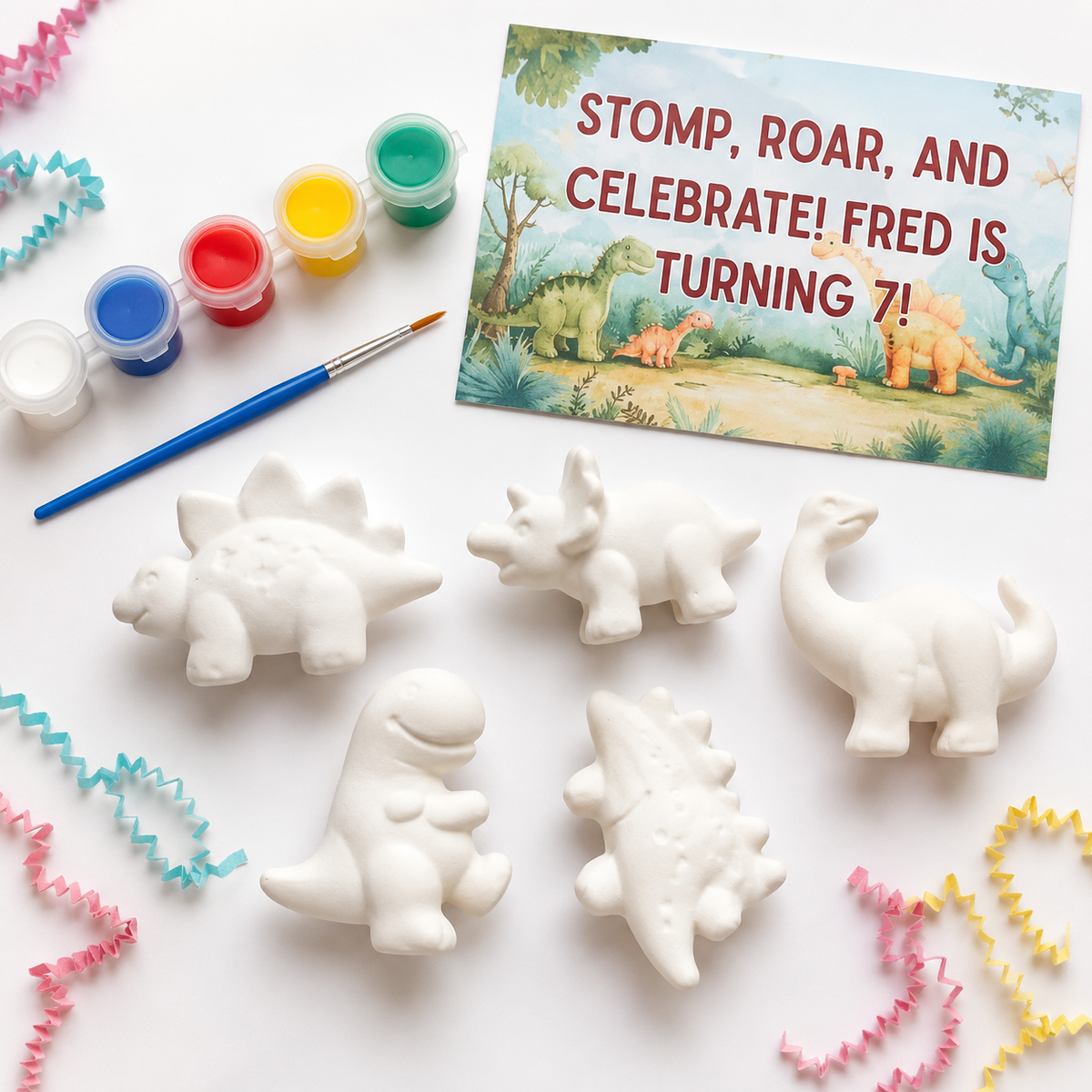 Dinosaur-Themed DIY Paint Kit – Personalized Kids’ Party Favor
