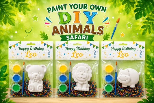 Safari-Themed DIY Paint Kit – Personalized Kids’ Party Favor